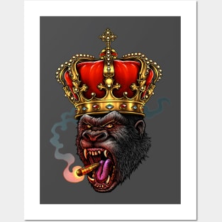 Smoking Kong Head with the crown Posters and Art